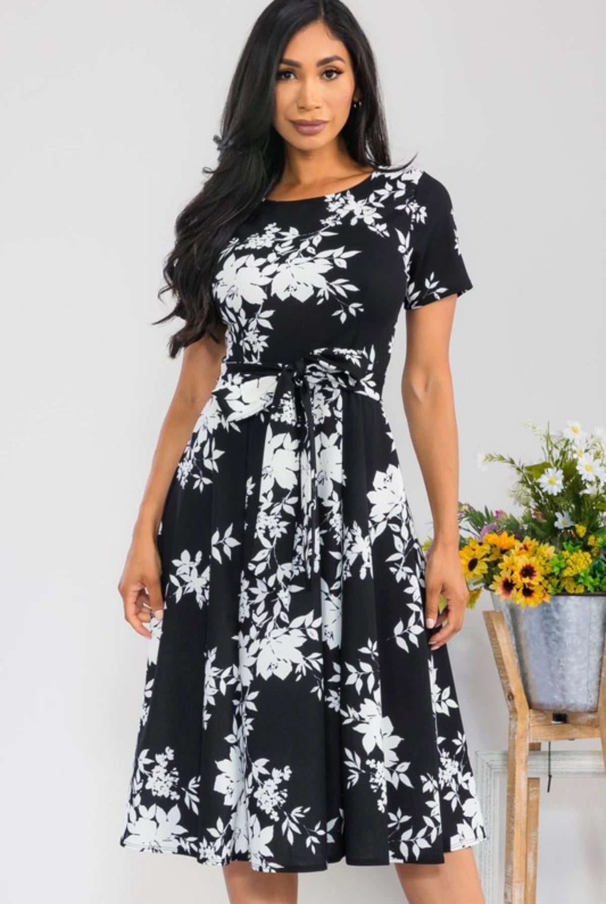 The Dalia Floral Dress - Black