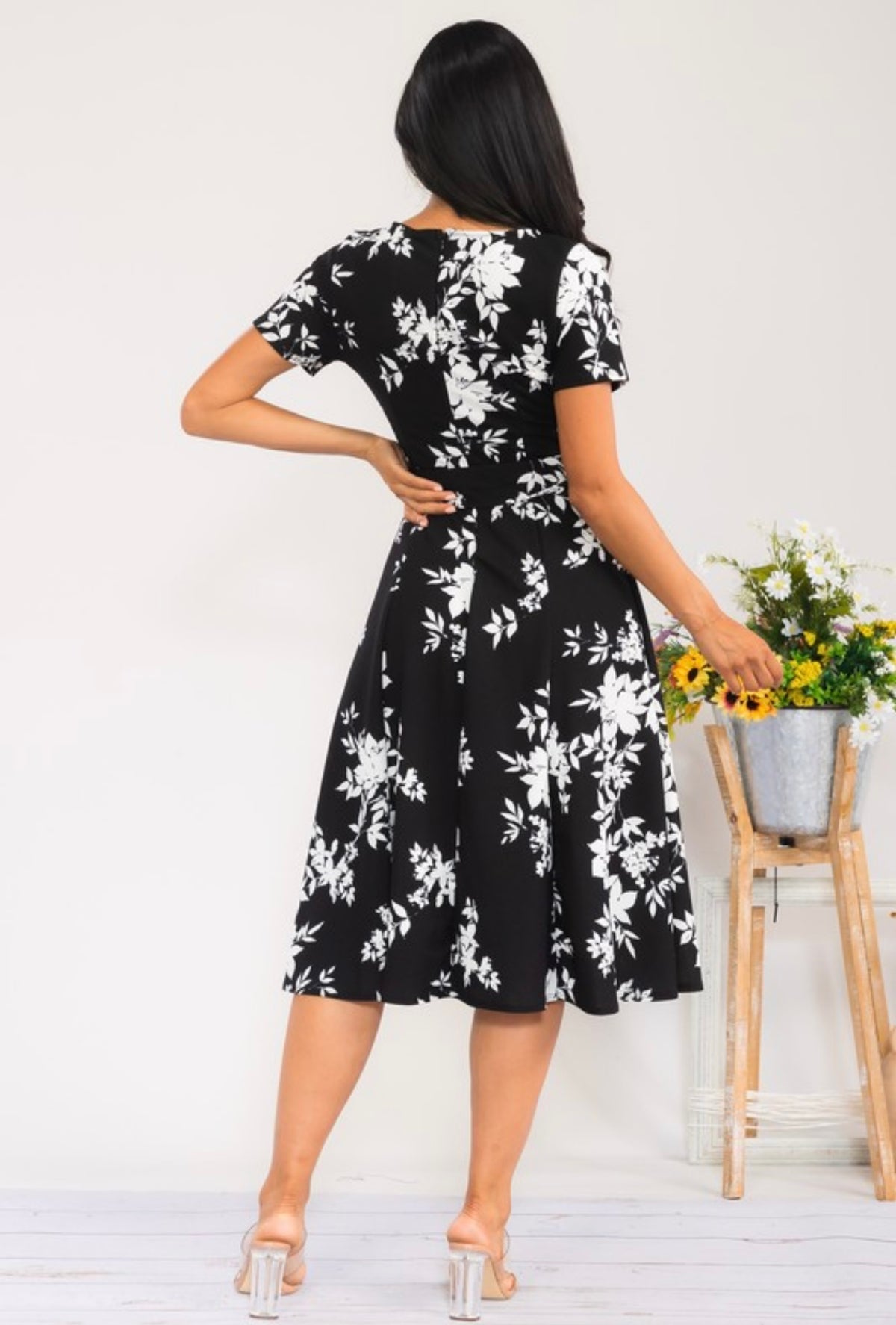 The Dalia Floral Dress - Black