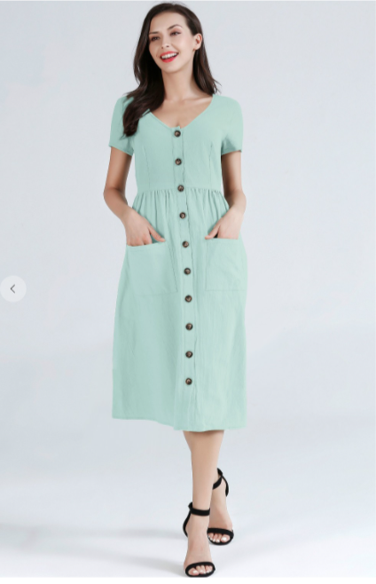 Button Down Mint Dress