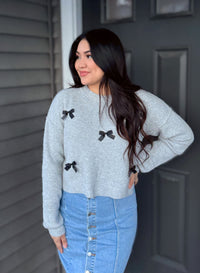 Darling Bow Sweater - Gray