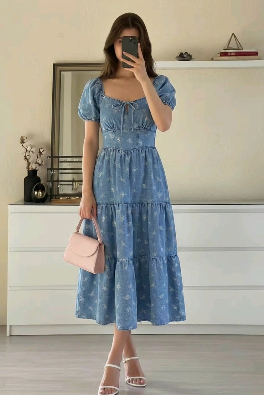 The Cottage Denim Dress - The Darling Style 