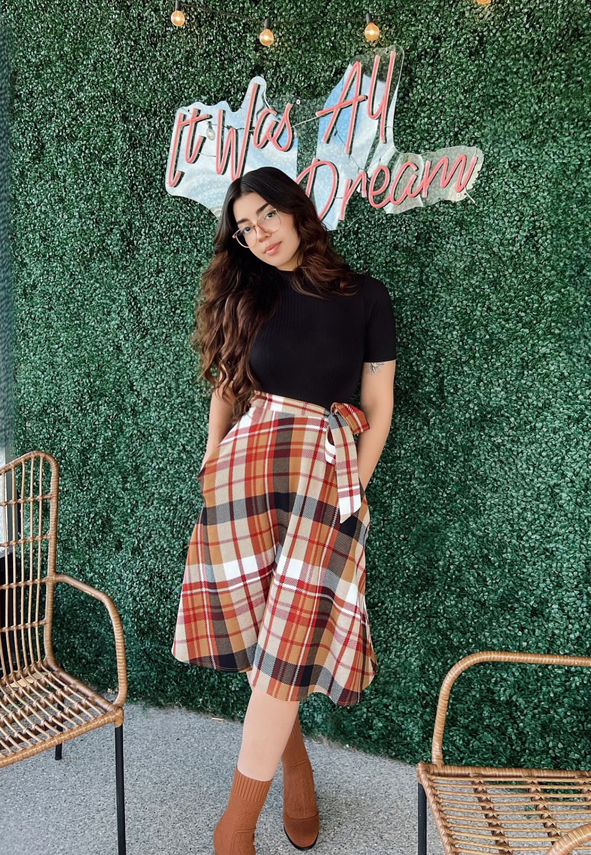 The Berlin Dress - Brown Plaid/Black S The Berlin Dress - Brown Plaid/Black S