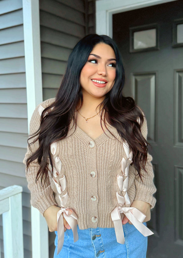 Darling Cable Bow Cardigan