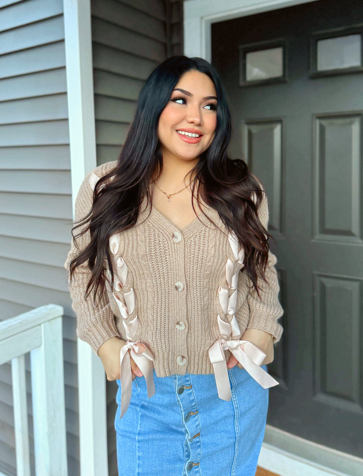 Darling Cable Bow Cardigan