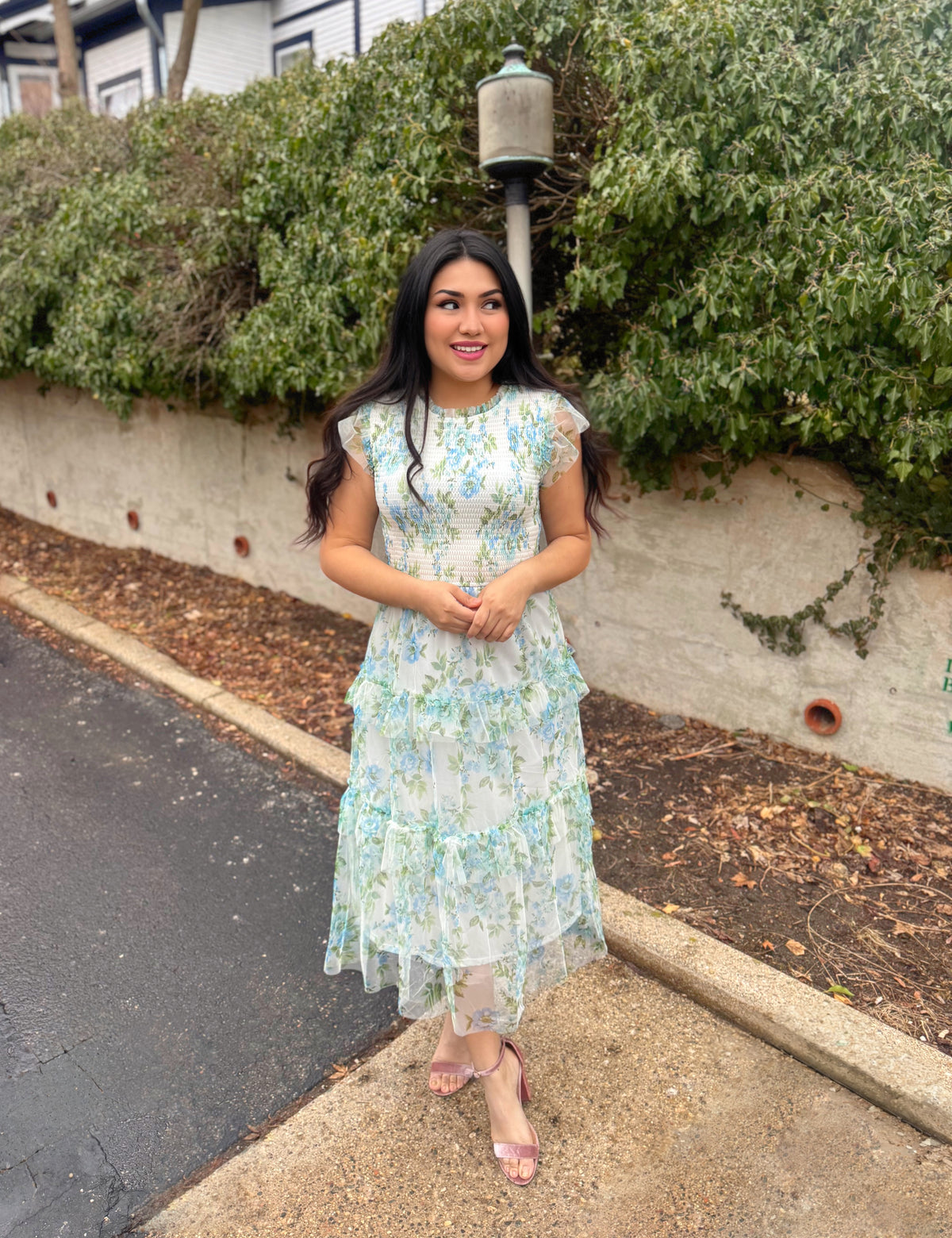 Clementine Tulle Midi Dress - Blue