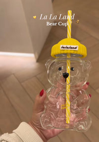 LALA Yellow Bear Glass Cup (Pre-order) - The Darling Style 