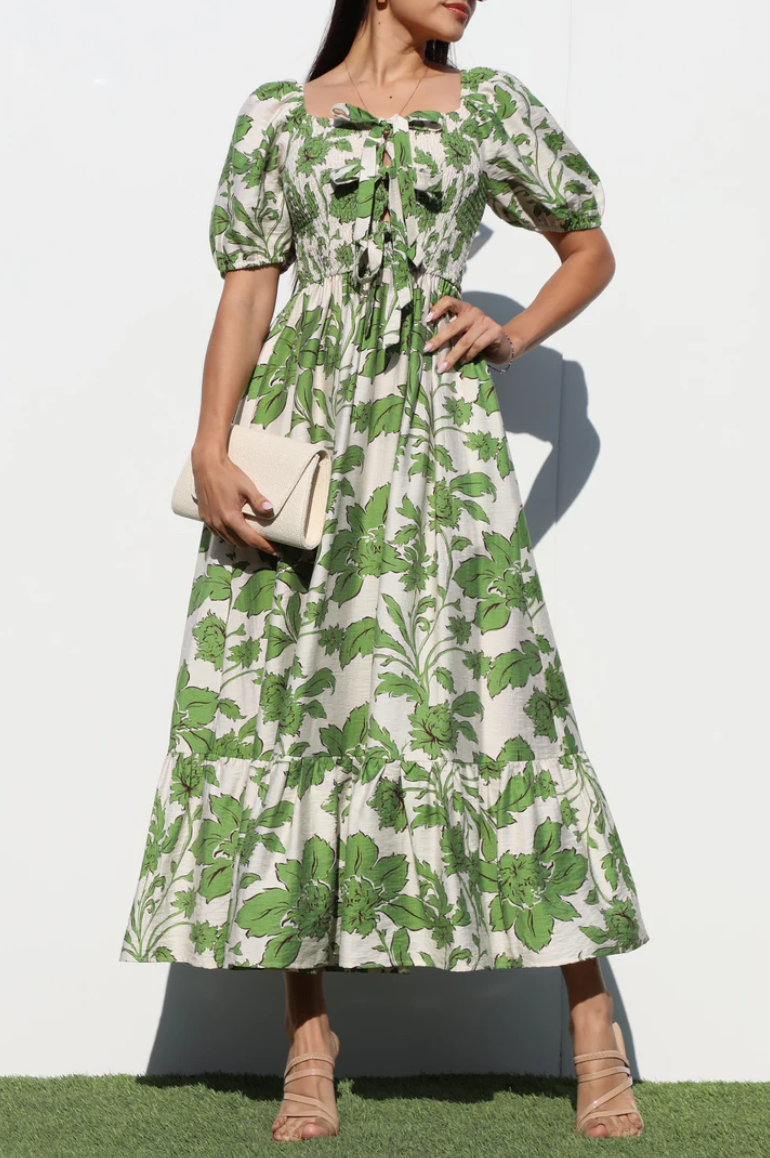 The Ribbon Ties Dress - Green