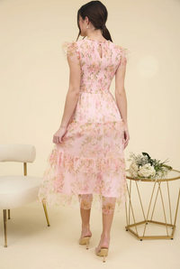 Clementine Tulle Midi Dress - Pink