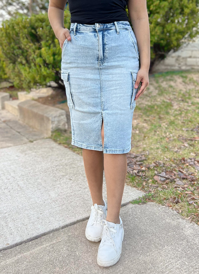 Candace Cargo Denim Skirt