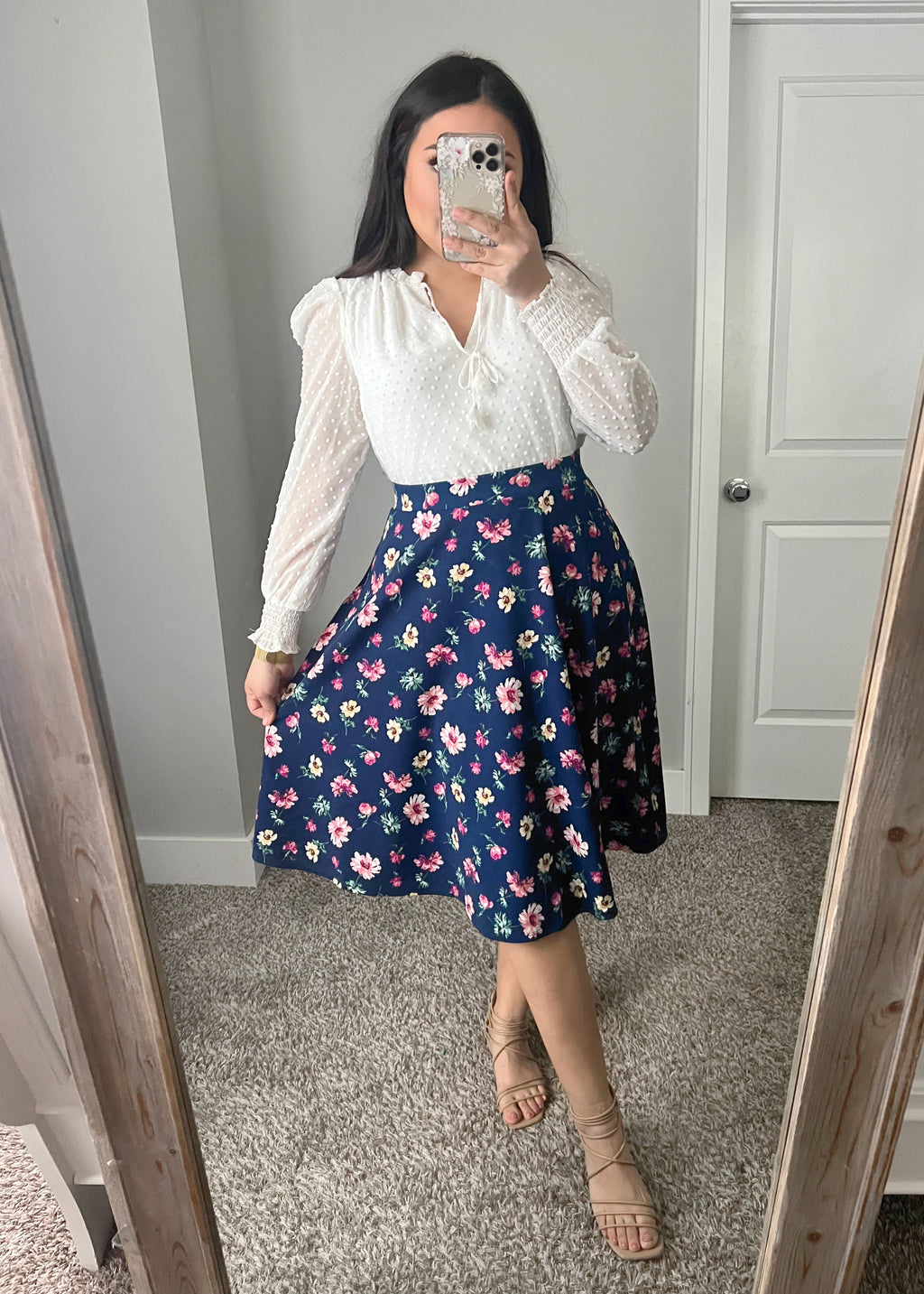 Melody Floral Skirt - Navy