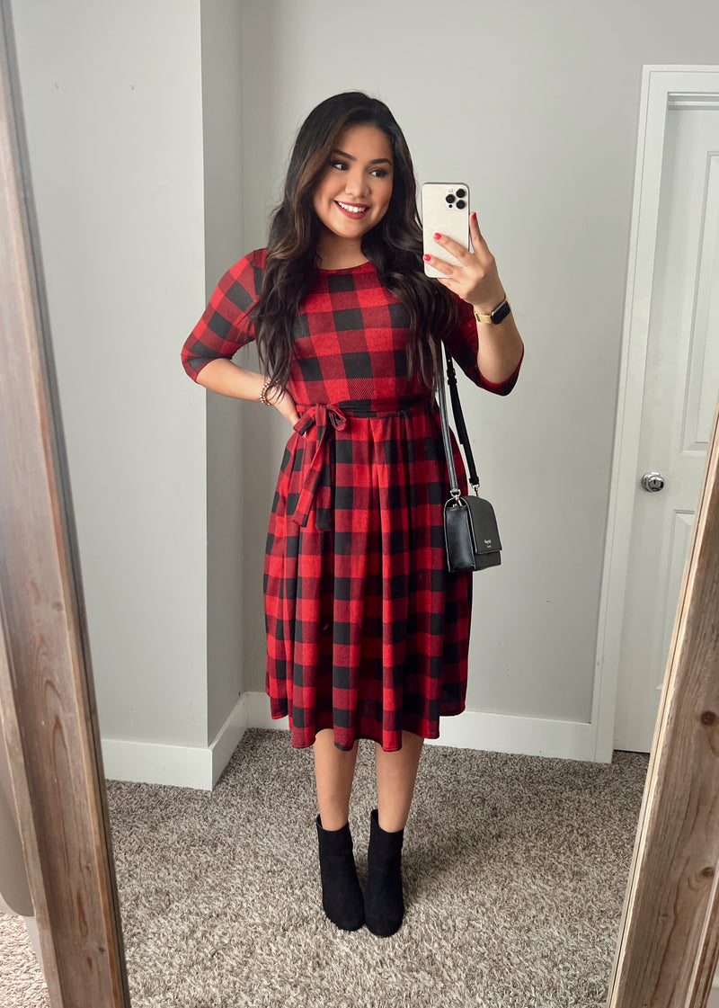 The Buffalo Plaid Dress - Red - Darling Style Exclusive